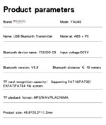 YAU40 BT5.0 Stable Transmission Double Blind USB Port Support TF Card Playback USB BT Transmitter - Image 8