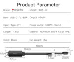 HM03 USB Charging 1080P 4K 30HZ Type-C To HDMI Cable Adapter - Image 8