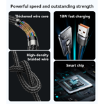 CA132C 1.2 Meter 18W Fast Charging USB to Type-C Aluminum Alloy Braided Data Cable - Image 3