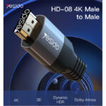 HM08 2 meters 4K 60Hz High 3D Effect HDMI to HDMI Nylon Cable Adapter - Image 2
