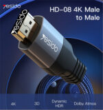 HM08 2 meters 4K 60Hz High 3D Effect HDMI to HDMI Nylon Cable Adapter - Image 6