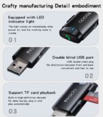 YAU40 BT5.0 Stable Transmission Double Blind USB Port Support TF Card Playback USB BT Transmitter - Image 14