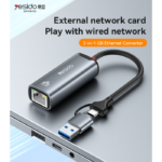 HB26 Aluminum Alloy 1000Mbps Wired High-speed Transmission TC/USB 2in1 Gigabit Ethernet Converter - Image 2