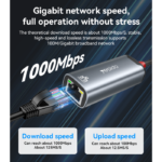 HB26 Aluminum Alloy 1000Mbps Wired High-speed Transmission TC/USB 2in1 Gigabit Ethernet Converter - Image 4