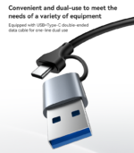 HB26 Aluminum Alloy 1000Mbps Wired High-speed Transmission TC/USB 2in1 Gigabit Ethernet Converter - Image 14