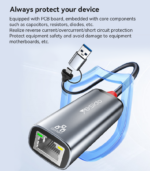 HB26 Aluminum Alloy 1000Mbps Wired High-speed Transmission TC/USB 2in1 Gigabit Ethernet Converter - Image 15