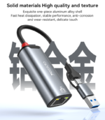 HB26 Aluminum Alloy 1000Mbps Wired High-speed Transmission TC/USB 2in1 Gigabit Ethernet Converter - Image 17