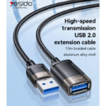 GS26 1.5M Braided Cable Aluminum Alloy High-speed Transmission USB 2.0 Extension Cable - Image 2