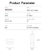 GS24 Aluminum Alloy Data Transmission Power Real-time Display TC To TC  Digital Charging Adapter - Image 8