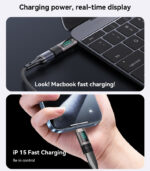 GS24 Aluminum Alloy Data Transmission Power Real-time Display TC To TC  Digital Charging Adapter - Image 10