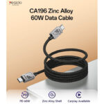 CA196 1.2M PD 60W Type-C To Type-C Fast Charging CarPlay Is Applicable Zinc Alloy Data Cable - Image 2