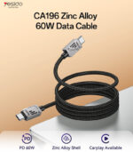 CA196 1.2M PD 60W Type-C To Type-C Fast Charging CarPlay Is Applicable Zinc Alloy Data Cable - Image 6