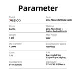 CA196 1.2M PD 60W Type-C To Type-C Fast Charging CarPlay Is Applicable Zinc Alloy Data Cable - Image 8