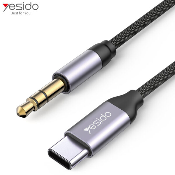 YAU20 Anti-noise Original Aluminum Alloy 1M Type-C to 3.5MM Aux Cord Headphone Audio Cable