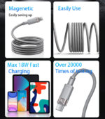 CA173  USB To Type-C 1 Meters Length Max 18W Fast Charging Magnetic Data Cable - Image 9