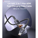 CA165C 2 in 1 60W Fast Charging High-density Braided Body USB/Type-C To Type-C Data Cable - Image 2