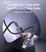 CA165C 2 in 1 60W Fast Charging High-density Braided Body USB/Type-C To Type-C Data Cable - Image 6