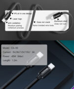 CA55 Type-C To Type-C Nylon Braided Phone Charger Cable 45W 3A Fast Charging Mobile Data Cable - Image 10