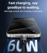 CA160 Aluminum Alloy Shell 60W Fast Charging Type-C To Type-C Auto Disconnecting Charging Data Cable - Image 10