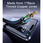 CA183 2M PD60W Fast Charging Type-C To Type-C 48-Strand Braided Cable Power LED Light Data Cable - Image 4