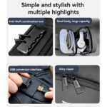 WB46 Large Capacity USB Conversion Interface Wirh Combination Lock Casual Business Crossbody Bag - Image 3