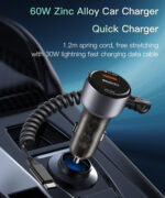 Y56 60W Fast Charging Car Charger | Built-in Type-C car cigarette lighting port charger adapter - Image 6