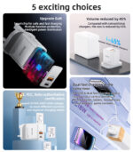 YC80 PC Fire Retardant Material PD 20W + QC 18W Fast Charging GaN TC & USB Dual-port UK Fast Charger - Image 10