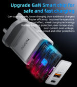 YC80 PC Fire Retardant Material PD 20W + QC 18W Fast Charging GaN TC & USB Dual-port UK Fast Charger - Image 13