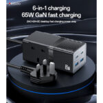MC38 AC&2*Type-C&2*USB 6 In 1 UK Standard Fireproof PC 65W+2500W GaN Fast Charging Power Socket - Image 2