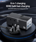 MC38 AC&2*Type-C&2*USB 6 In 1 UK Standard Fireproof PC 65W+2500W GaN Fast Charging Power Socket - Image 6