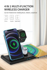 DS13 Foldable Portable USB Fast Qi 10W 4 In 1 Charging Station Desktop Stand Wireless Charging Dock - Image 6