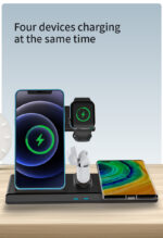 DS13 Foldable Portable USB Fast Qi 10W 4 In 1 Charging Station Desktop Stand Wireless Charging Dock - Image 10