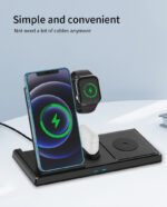 DS13 Foldable Portable USB Fast Qi 10W 4 In 1 Charging Station Desktop Stand Wireless Charging Dock - Image 14