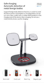 DS12 15W Mobile Phone Fast Charging 4 In 1 Dock Stand Station Qi Magnetic Wireless Charging Dock - Image 10