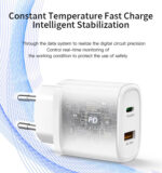 YC47 20W Fast Charging Home Charger | Type-C and USB-A Port Charger Adapter - Image 10