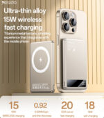 YP66 5000mAh 15W Wireless Fast Charging Digital Display Power Aluminum Alloy Magnetic Power Bank - Image 6