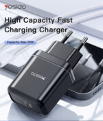YC29  Black/White EU/UK Plug Max 25W PD Type-C For Samsung For iPhone Wall Charger - Image 6
