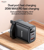 YC87 PD 20W Fast Charging Dual Port Smart Digital Display UK Digital Wall Charger - Image 6
