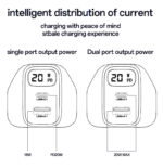 YC87 PD 20W Fast Charging Dual Port Smart Digital Display UK Digital Wall Charger - Image 12