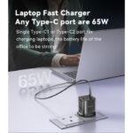 YC84 Low Temperatures 65W Fast Charging 2 USB-C & USB-A Three-port UK GaN Fast Charger - Image 4