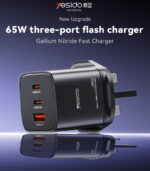 YC84 Low Temperatures 65W Fast Charging 2 USB-C & USB-A Three-port UK GaN Fast Charger - Image 6