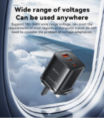YC84 Low Temperatures 65W Fast Charging 2 USB-C & USB-A Three-port UK GaN Fast Charger - Image 14