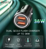 Y43 36W Dual Qc 3.0 Car Super Fast Usb Charger Dual Quick 2 Port Usb Car Charger Adapter - Image 6