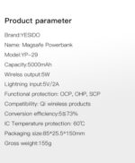 YP29 5000mAh capacity Magsafe magnetic Wireless power bank - Image 8