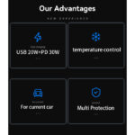 Y64 Aluminum Alloy USB+TC PD30W + USB20W Multi Protection 50W Fast Charging Car Charger - Image 3