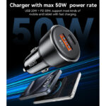 Y64 Aluminum Alloy USB+TC PD30W + USB20W Multi Protection 50W Fast Charging Car Charger - Image 4