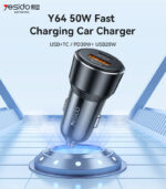 Y64 Aluminum Alloy USB+TC PD30W + USB20W Multi Protection 50W Fast Charging Car Charger - Image 6