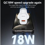 YC85C Overspeed Fast Charge Fireproof Material QC18W Single A UK Charger With A To C Cable - Image 4