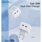 YC38 High Quality Universal Travel Dual PD 35w GaN Fast Charging Wall Plug Tablet Phone Charger - Image 2