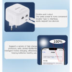 YC38 High Quality Universal Travel Dual PD 35w GaN Fast Charging Wall Plug Tablet Phone Charger - Image 4